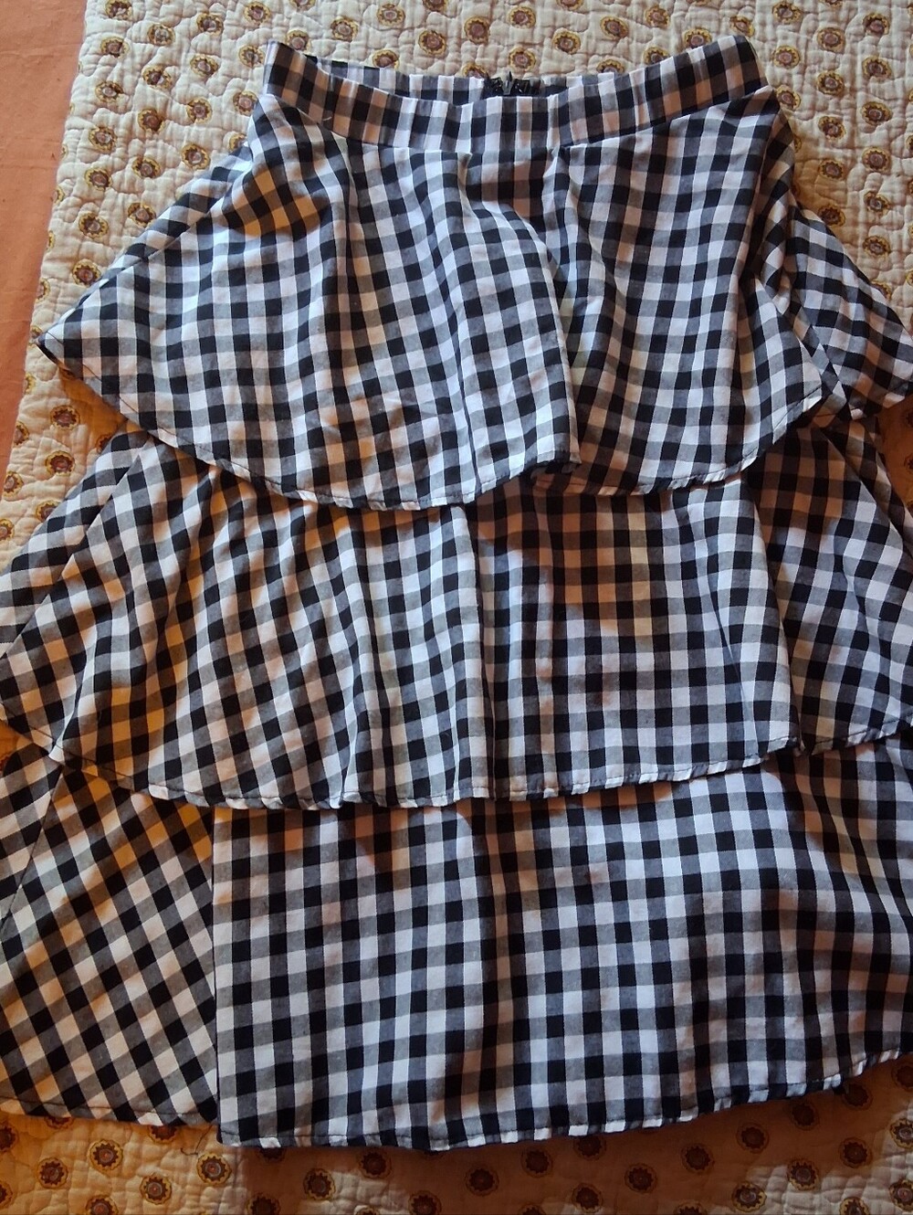 Black & White Gingham Ruffle Skirt